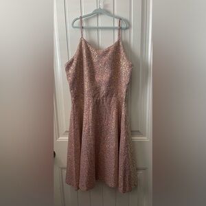 Zunie 
Kids' Sequin Skater Dress 
Color: Blush
Size 16 
NWT